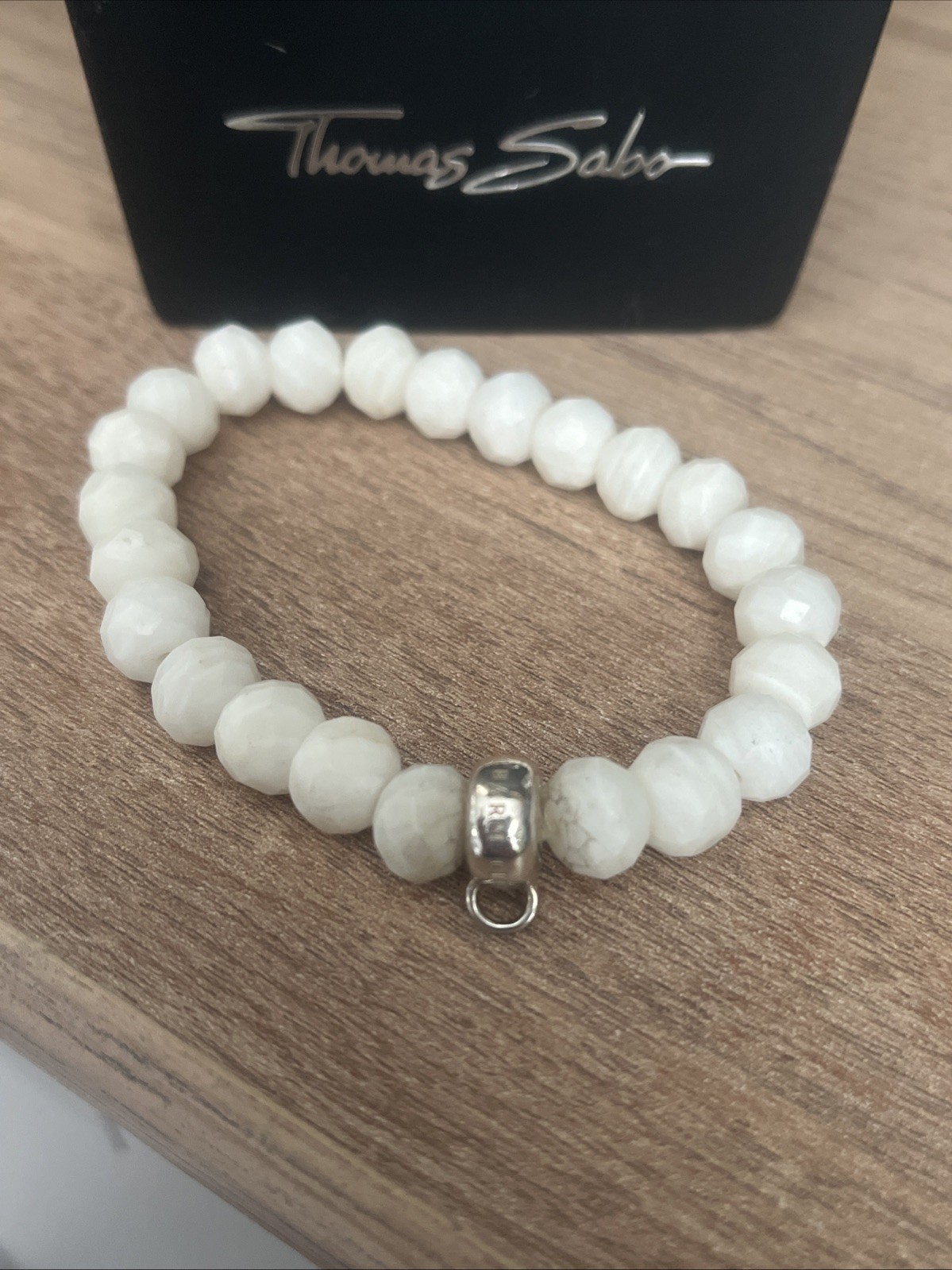 Thomas Sabo White Agate Stone Bracelet , Charm Carrier Rare Size 16 Cm Hallmark