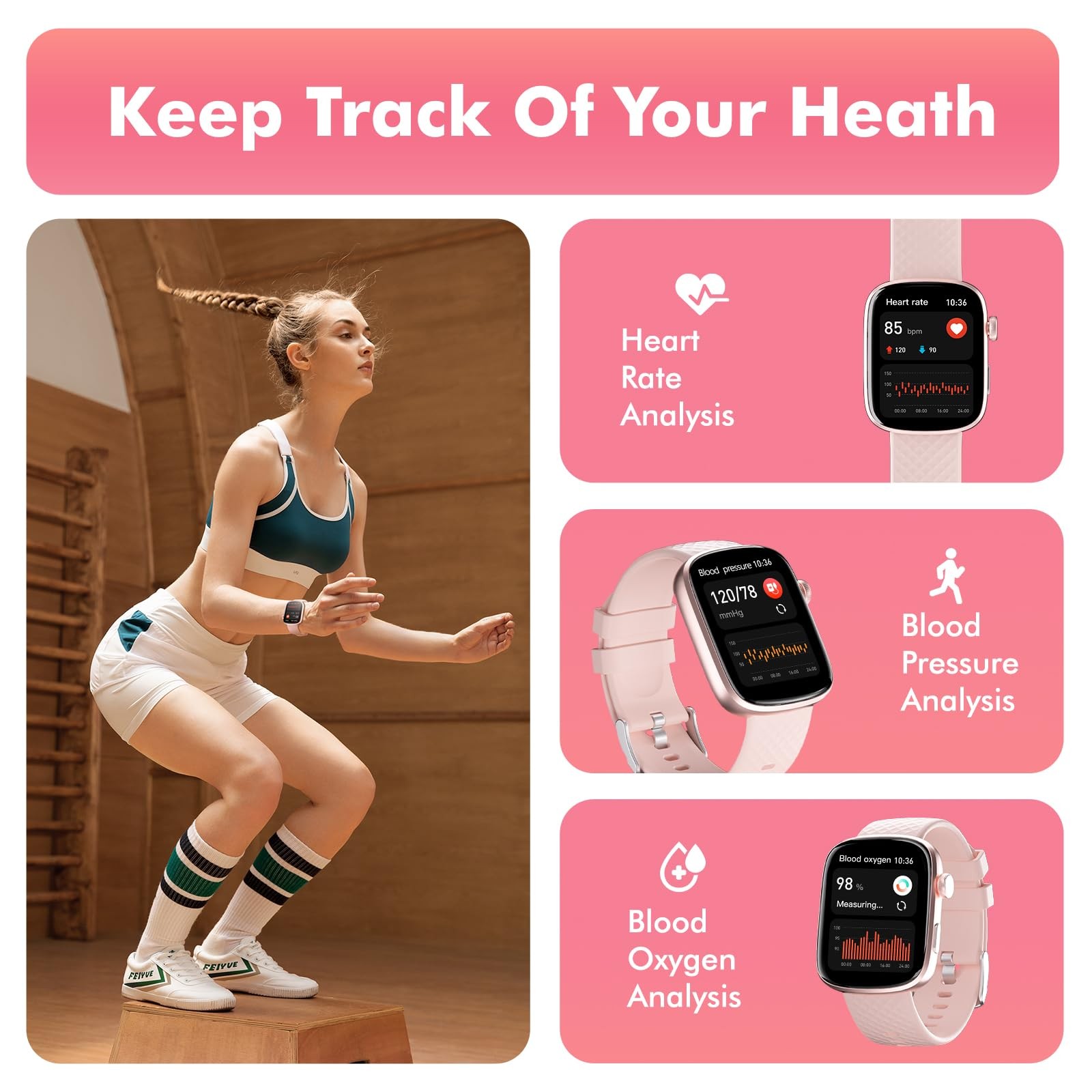 Smart Watch Bluetooth Call &1.95 HD Screen -Heart Rate SpO2 Sleep Monitor, 3ATM