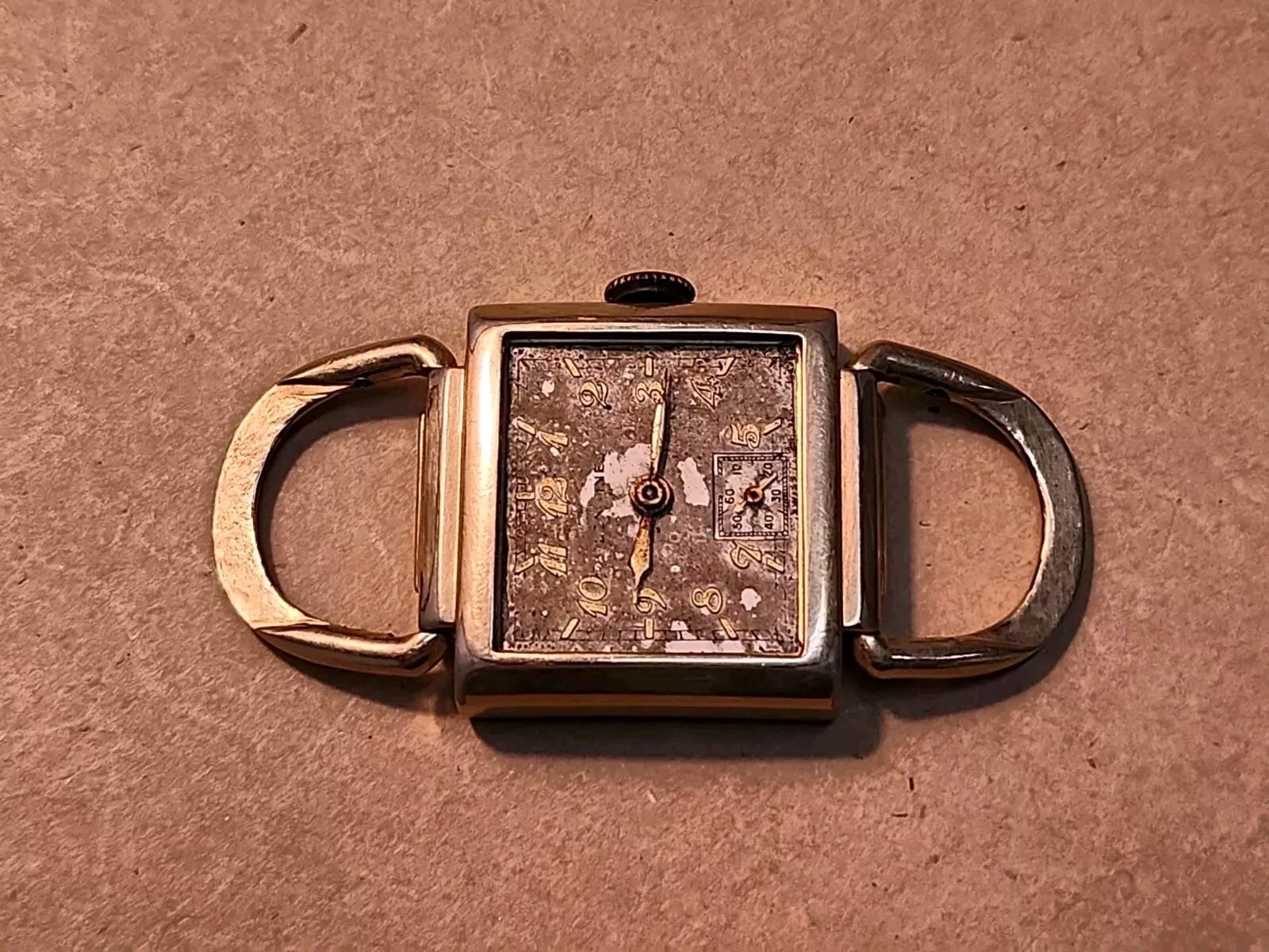 1940’s Longines 10L 10K Yellow GF Hinged Lug Driver’s Watch For Parts/Repairs