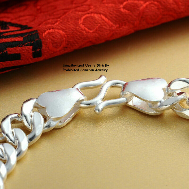 Solid S999 Fine Silver Chain Men Women 6mm-17mm Cuban Curb Link Bracelet 6-9inch