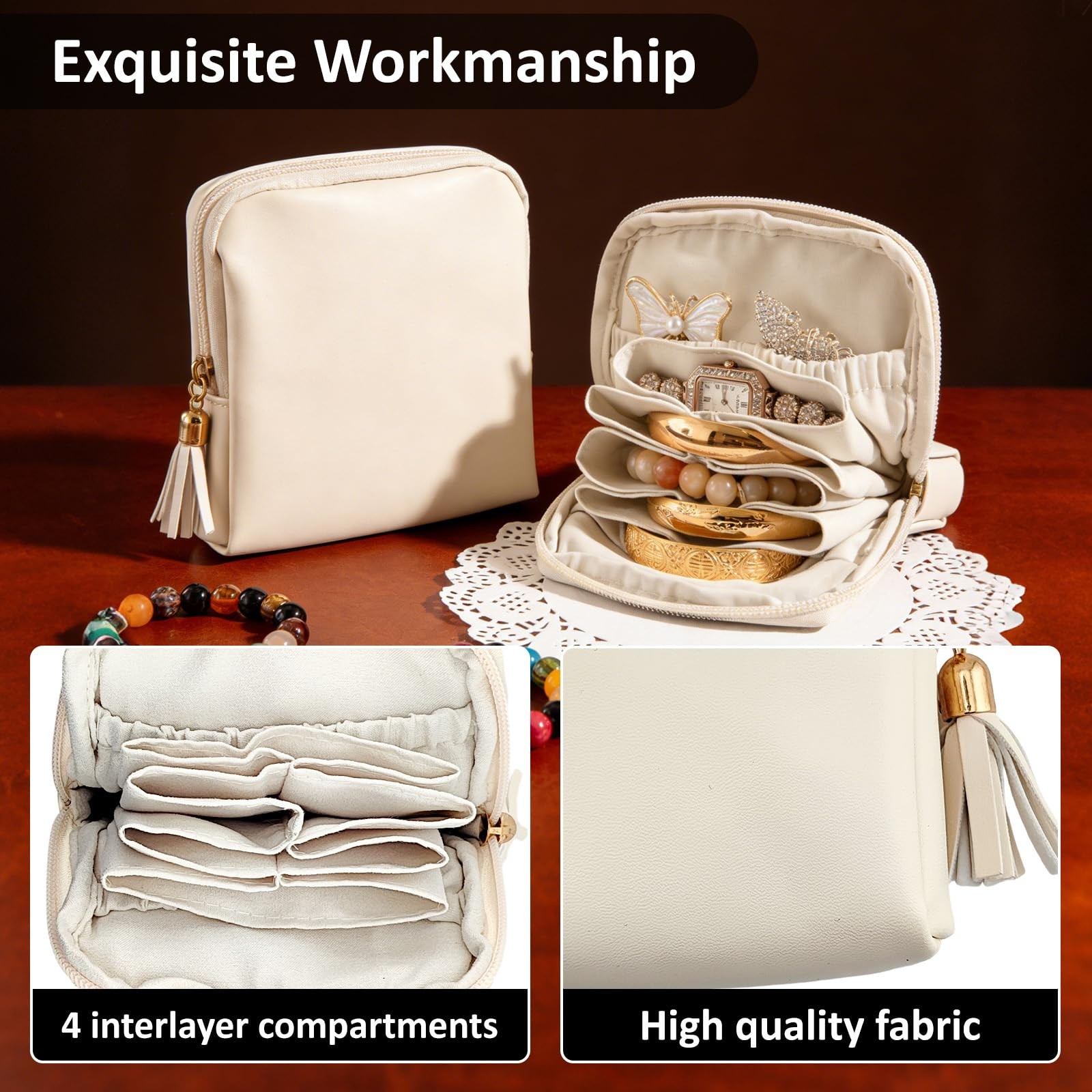 Mini Travel Jewelry Bag, Small Travel Jewelry Case with Zipper, Portable Velv…