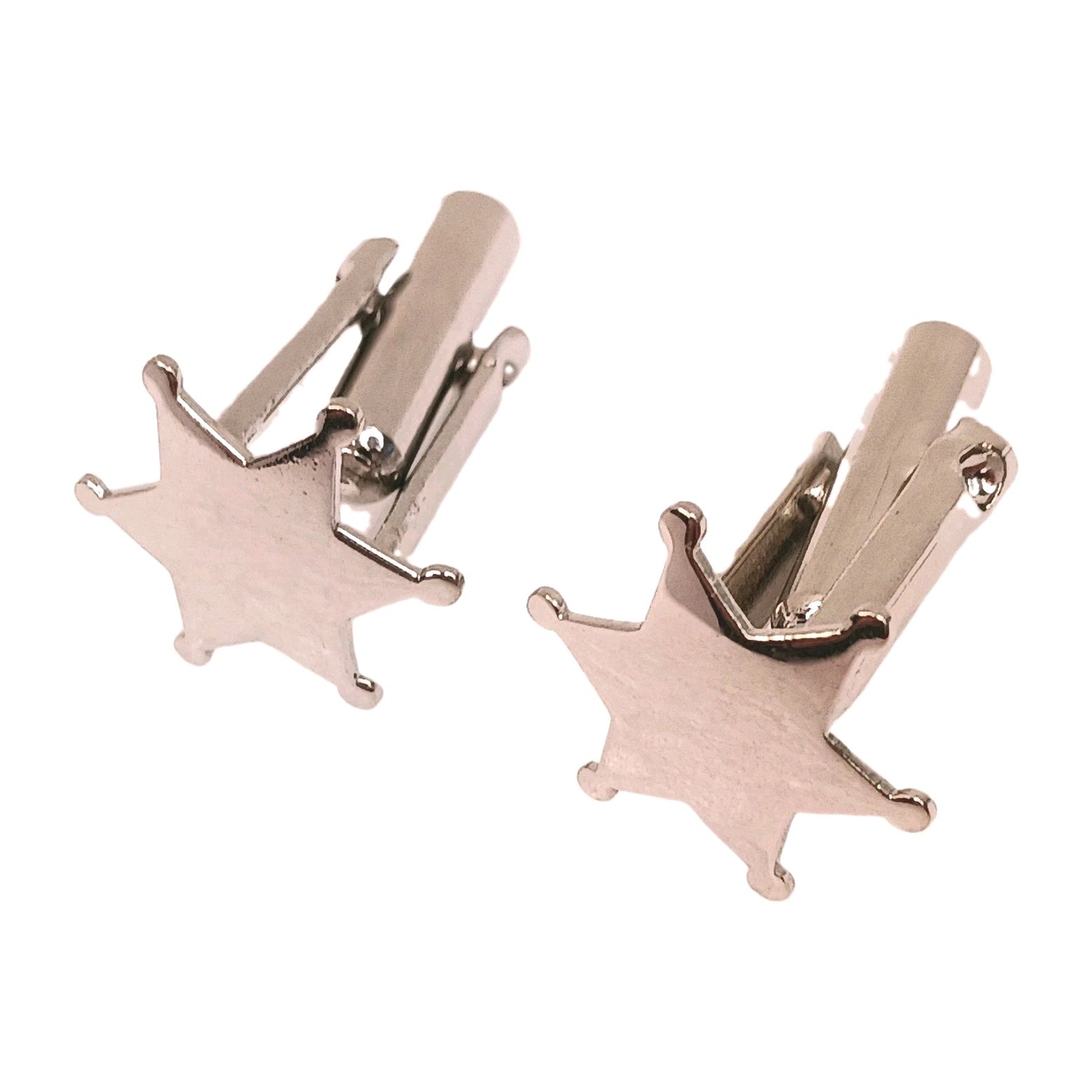 Cufflinks Vintage Silver Sheriff’s Star Set Classic Traditional Menswear