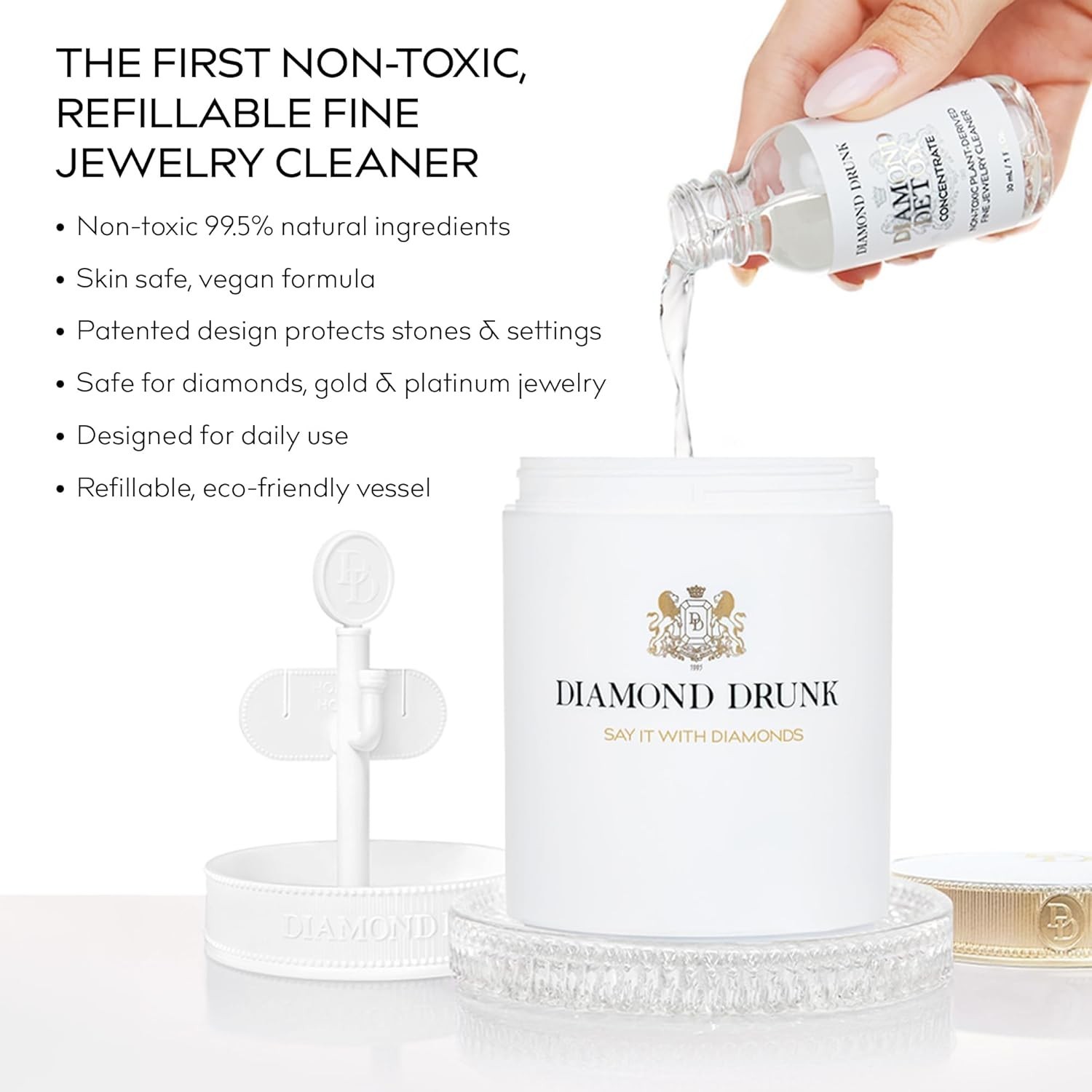 Diamond Drunk Jewelry Cleaning Kit Non-Toxic Fine Jewelry Care for Diamonds Gold
