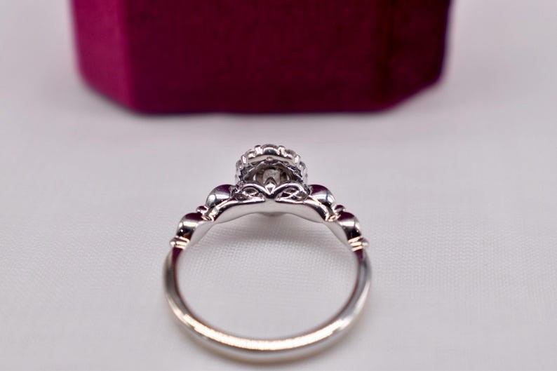 Vintage Style Oval Cut Moissanite Halo Engagement Ring Dainty Promise Ring Her