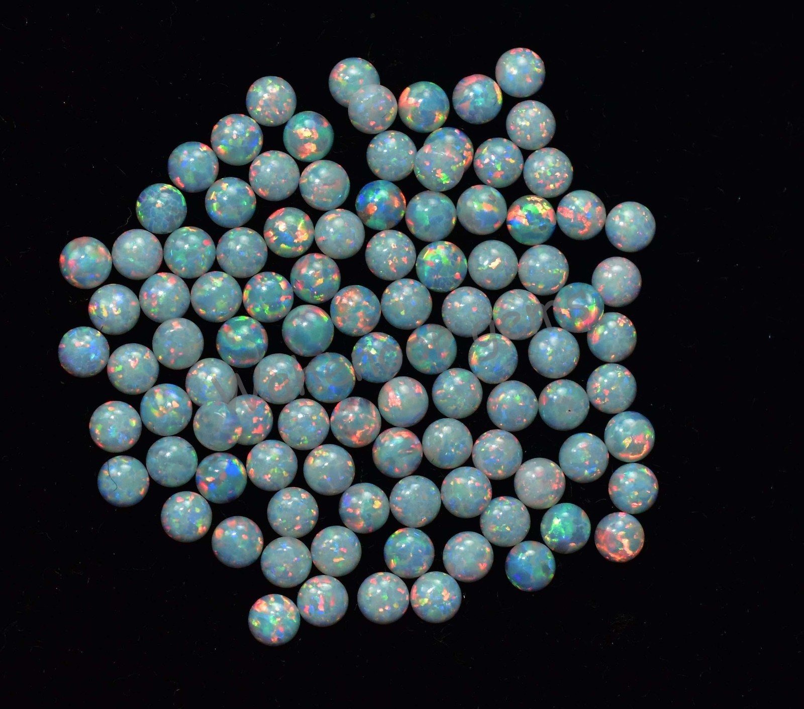 100 Pcs Natural White Fire Opal Play Of Color 2.50 MM Round Certified Gemstone