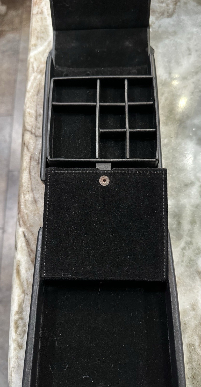 Black Leather Royce Suede Lined Travel Jewelry Box Push Lock Clasp And Handle