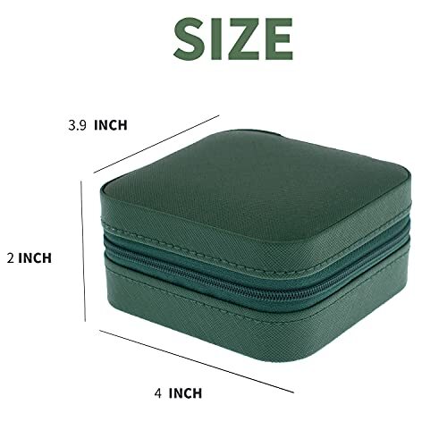 Travel Jewelry Case and Organizer with Mirror – Gift for Women and Girls Green