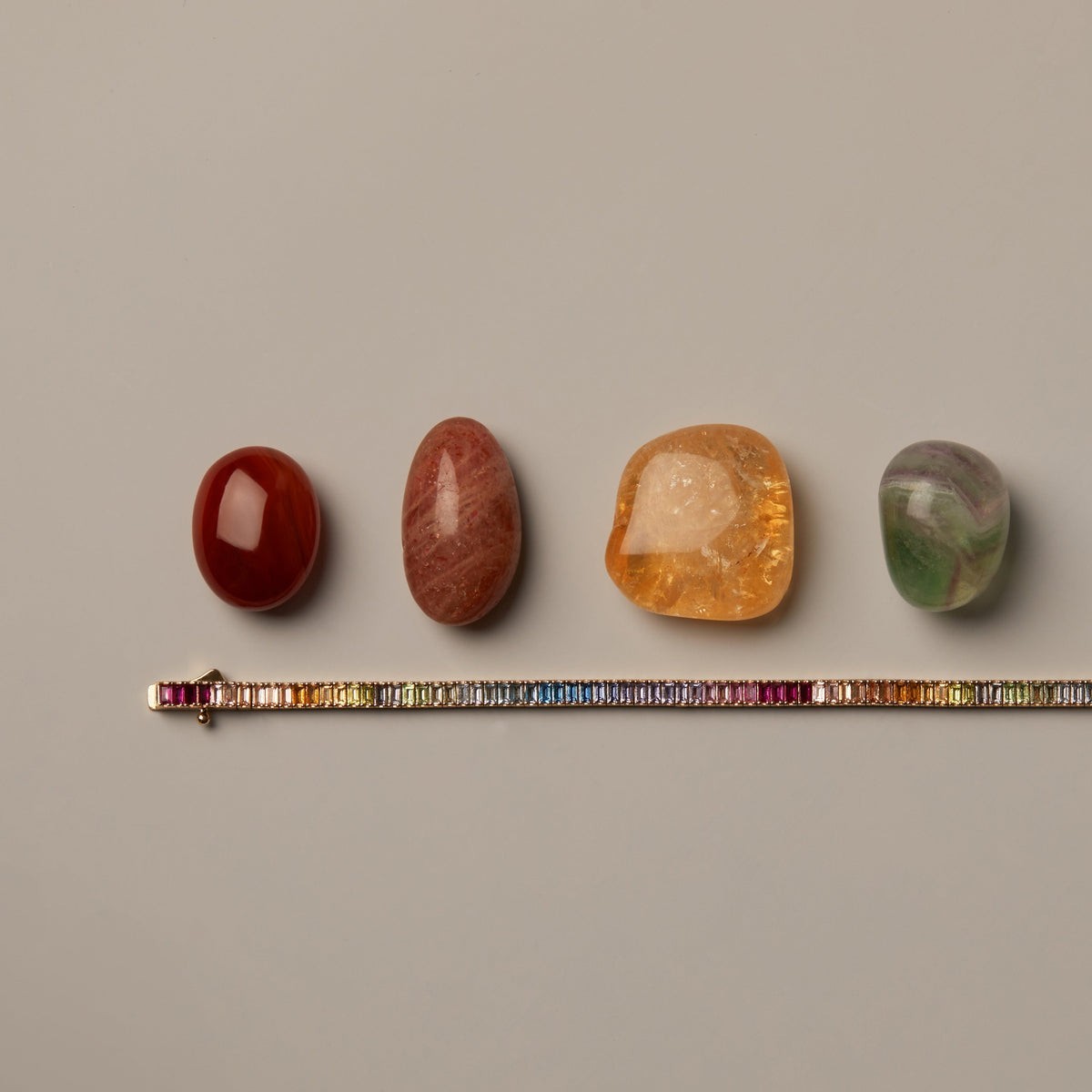 Rainbow Baguette Tennis Bracelet Colorful Stone Women Gift Jewelry