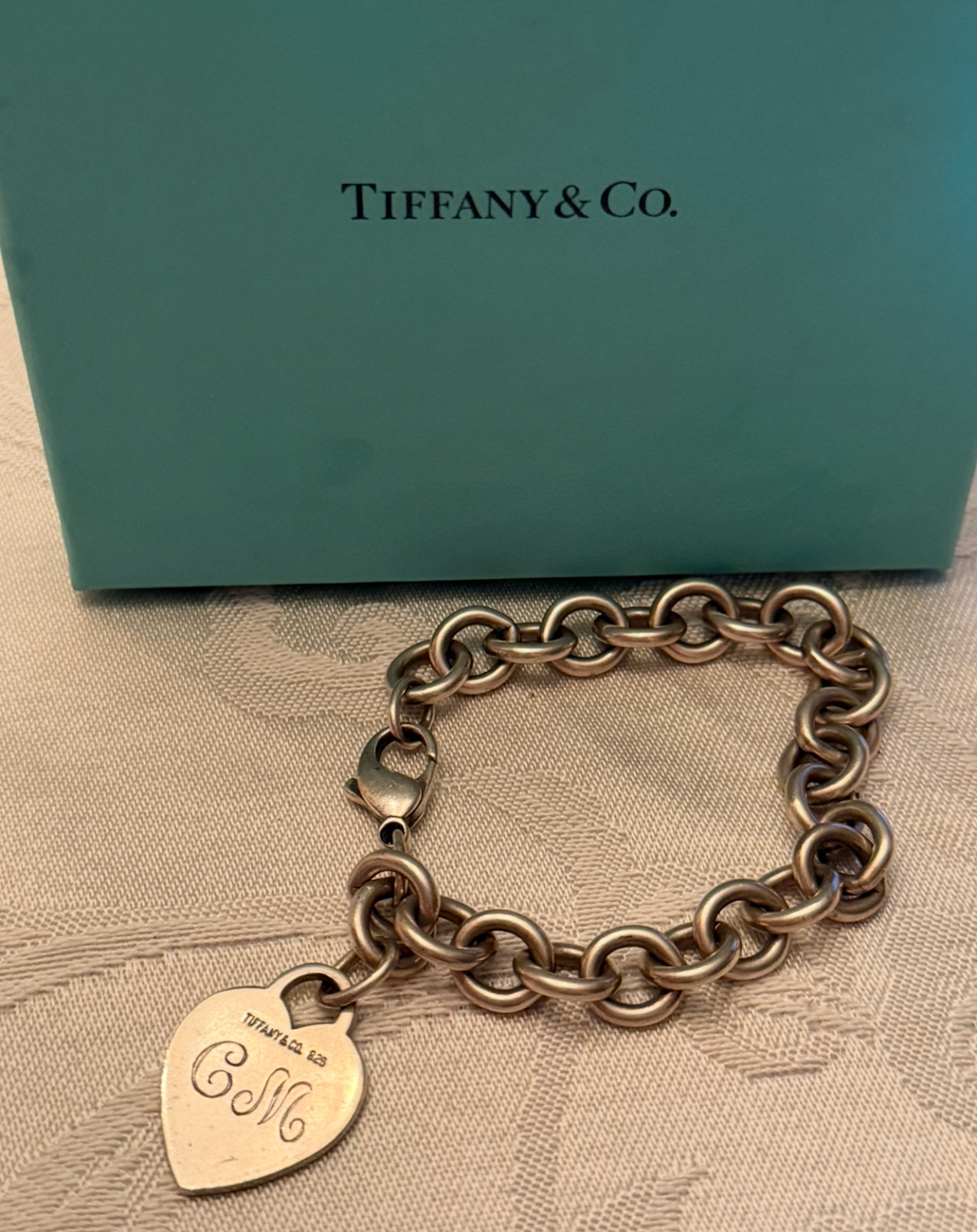 100% Authentic Tiffany & Co. Heart Tag Bracelet 925 Sterling Silver 8′ 35.4 Gram
