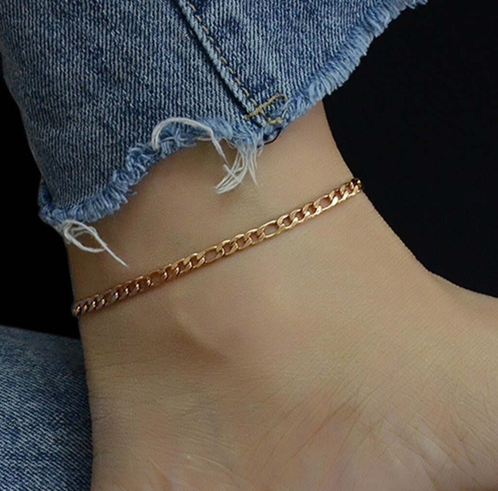 Women Girl Titanium Stainless Steel 3.5 mm Figaro Chain Anklet Bracelet 8-9.75″