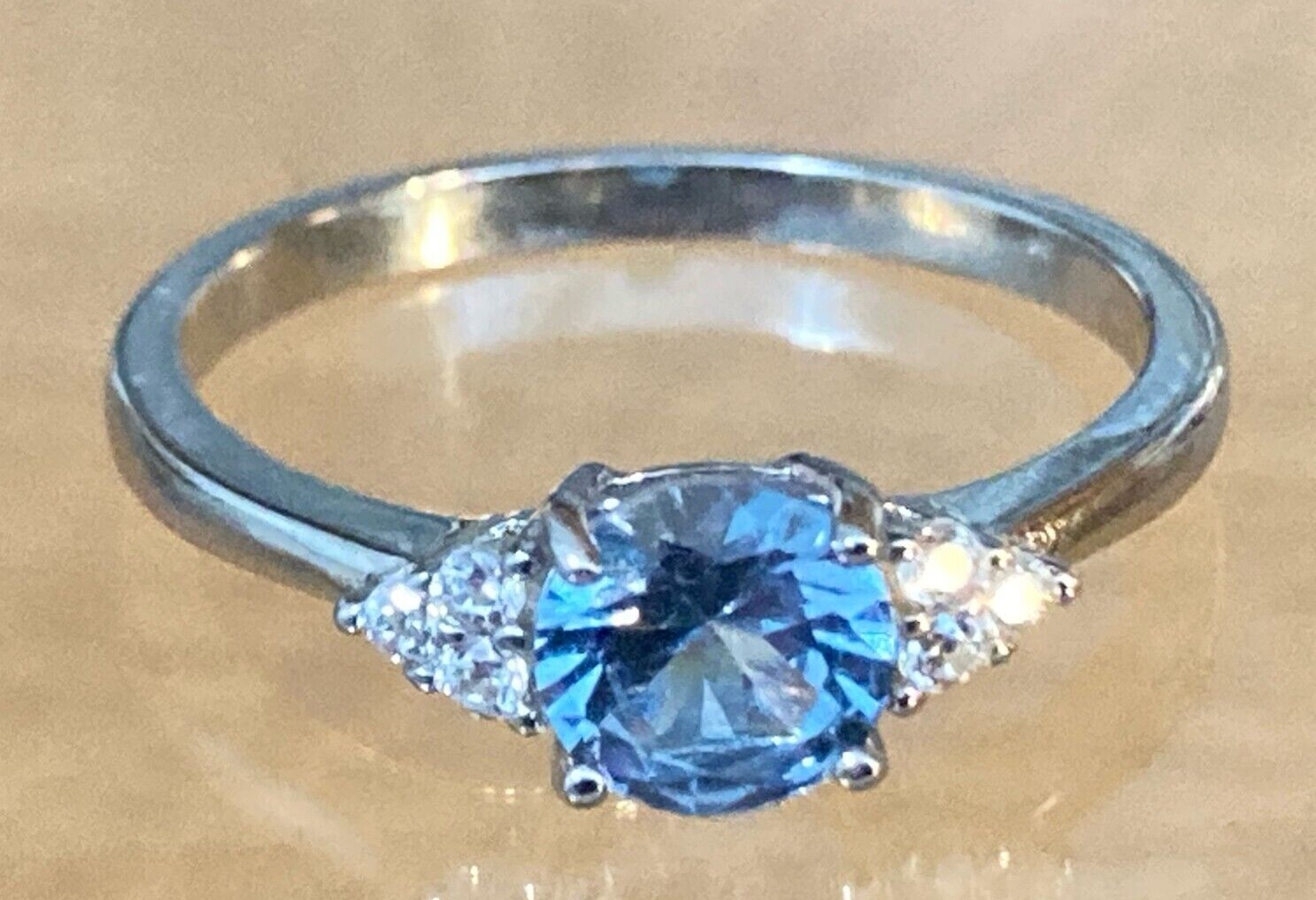 Rings Blue Sapphire or Spinel Solid Silver 14k Gold Plated Sizes 6-10 US