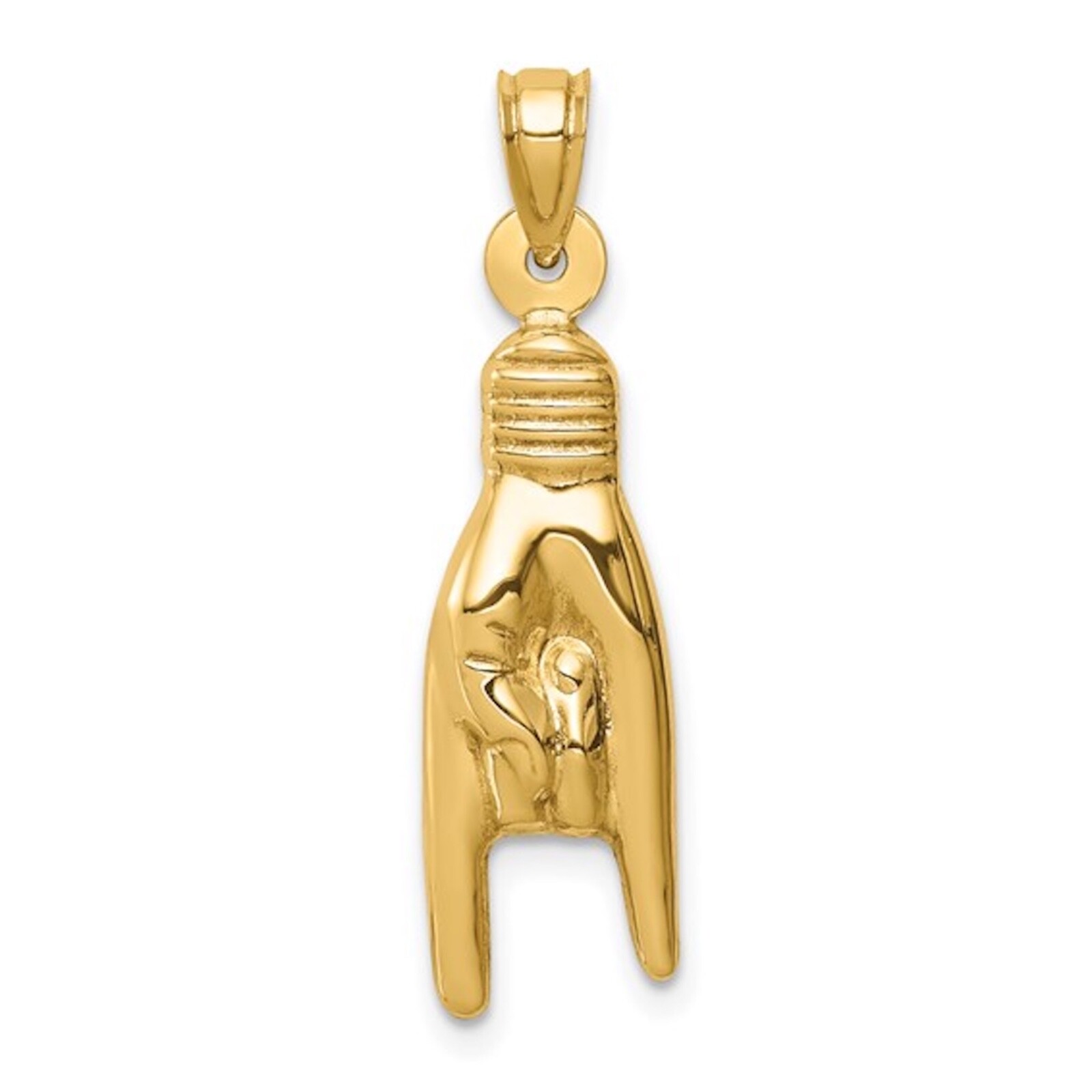 10k Gold Italian 3D Hand Cornuto Charm, 10K Real Gold 1″ Mano Cornuto -10K6393