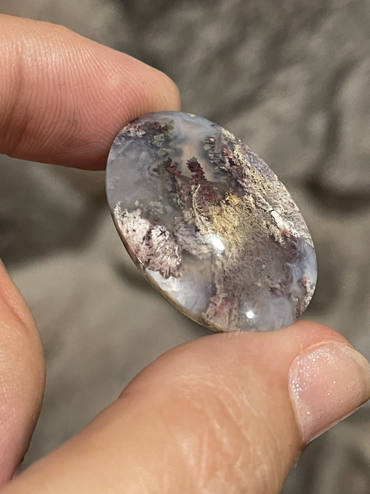 31.75x22x5.5mm Fine Silver Garden Moss Agate Oval Cabochon Loose Picture Stone