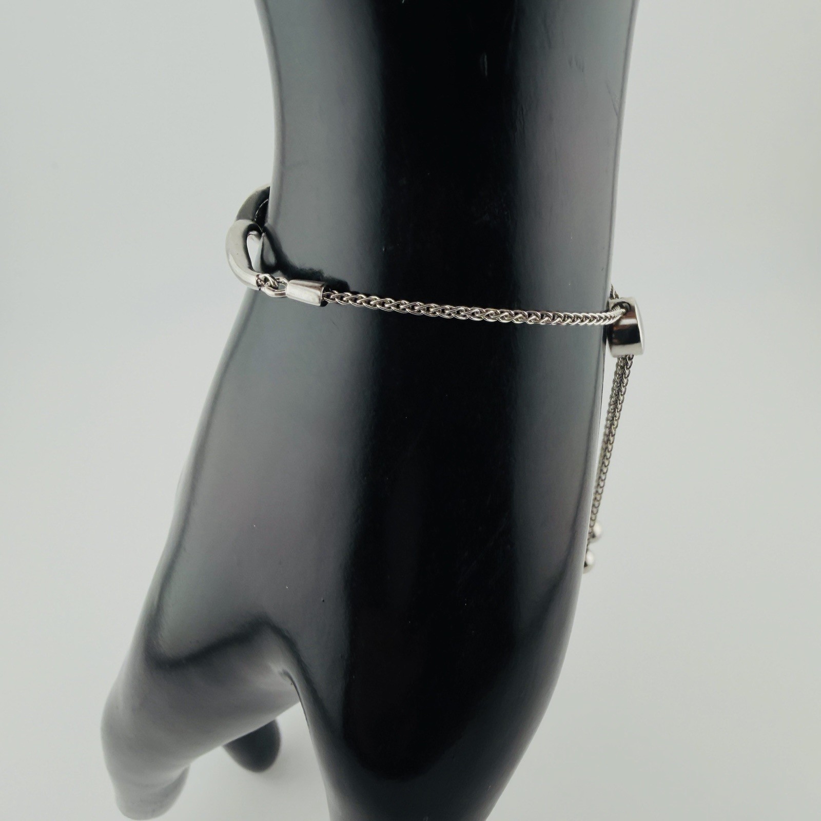 925 Sterling Silver Adjustable Bolo Bracelet Infinity Wave Openwork 5.85g 6”- 8+