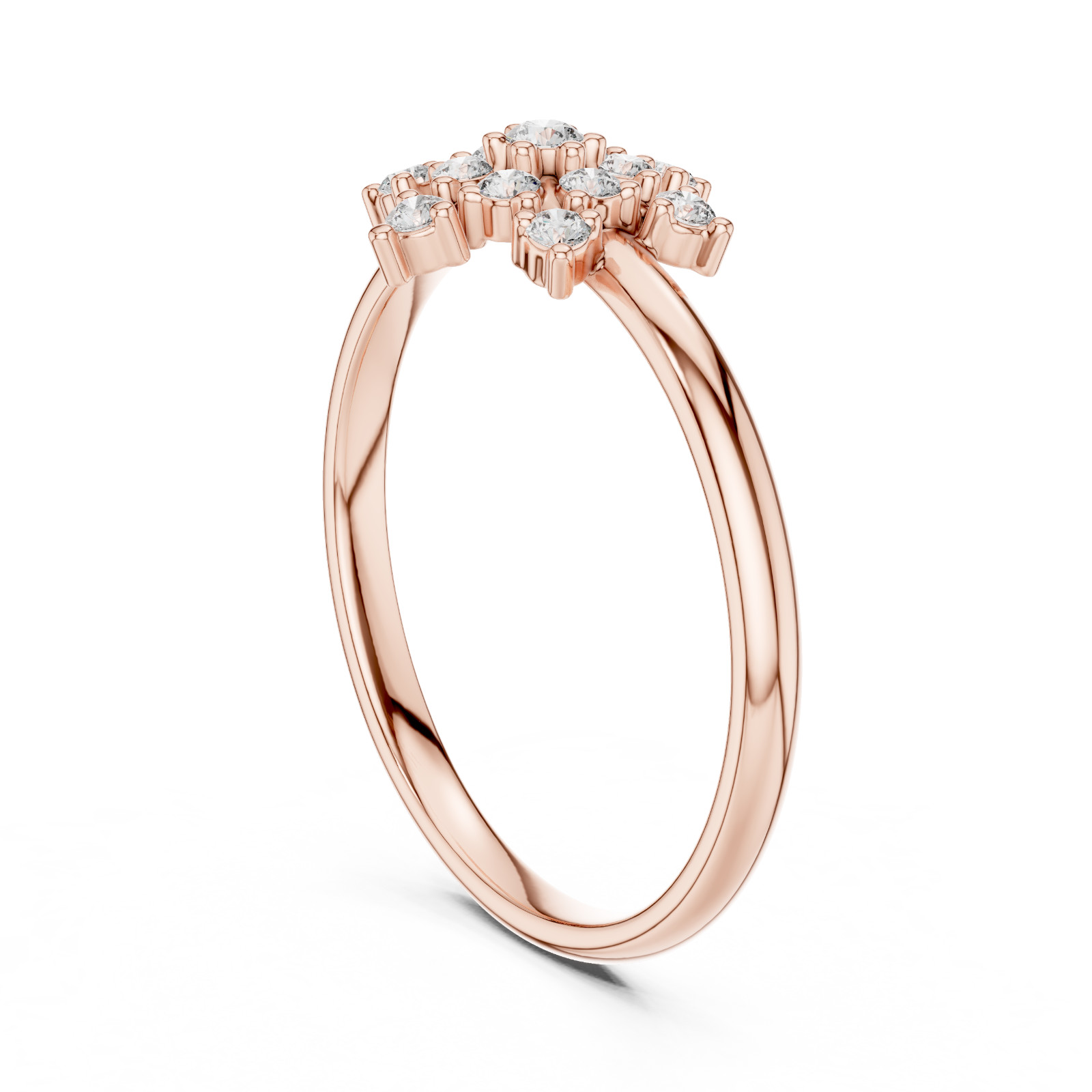 Round Certified Natural 13 Pc Diamond Luxury Designer Style Ring 14K Gold Over