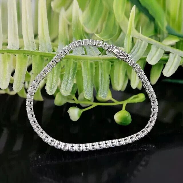 6.60Ct Round Cut Natural Diamond Gift For Women’s tennis Bracelet 14k White Gold