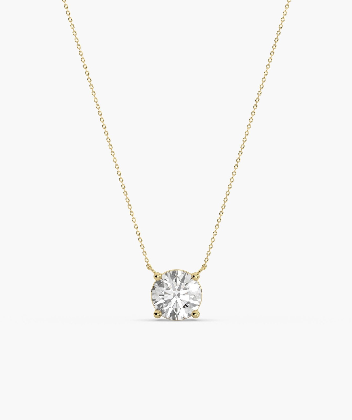 14K Gold Round Lab Grown Diamond Minimalist Solitaire Pendant Necklace For Woman