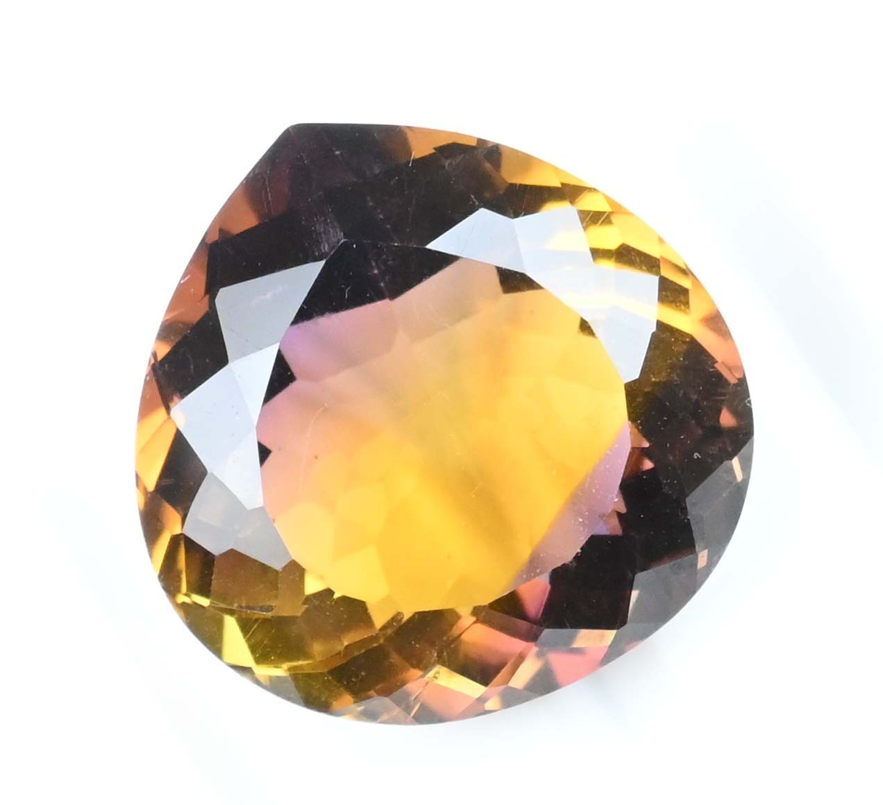 20.00 Ct Natural Bi-Color Ametrine Pear Untreated Certified Flawless Gemstone