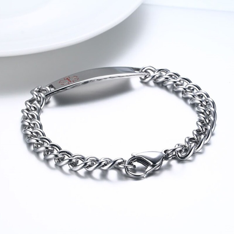 Vnox Engraving Emergency Medical Bracelet ID Name ICE Stainless Steel Bracelet