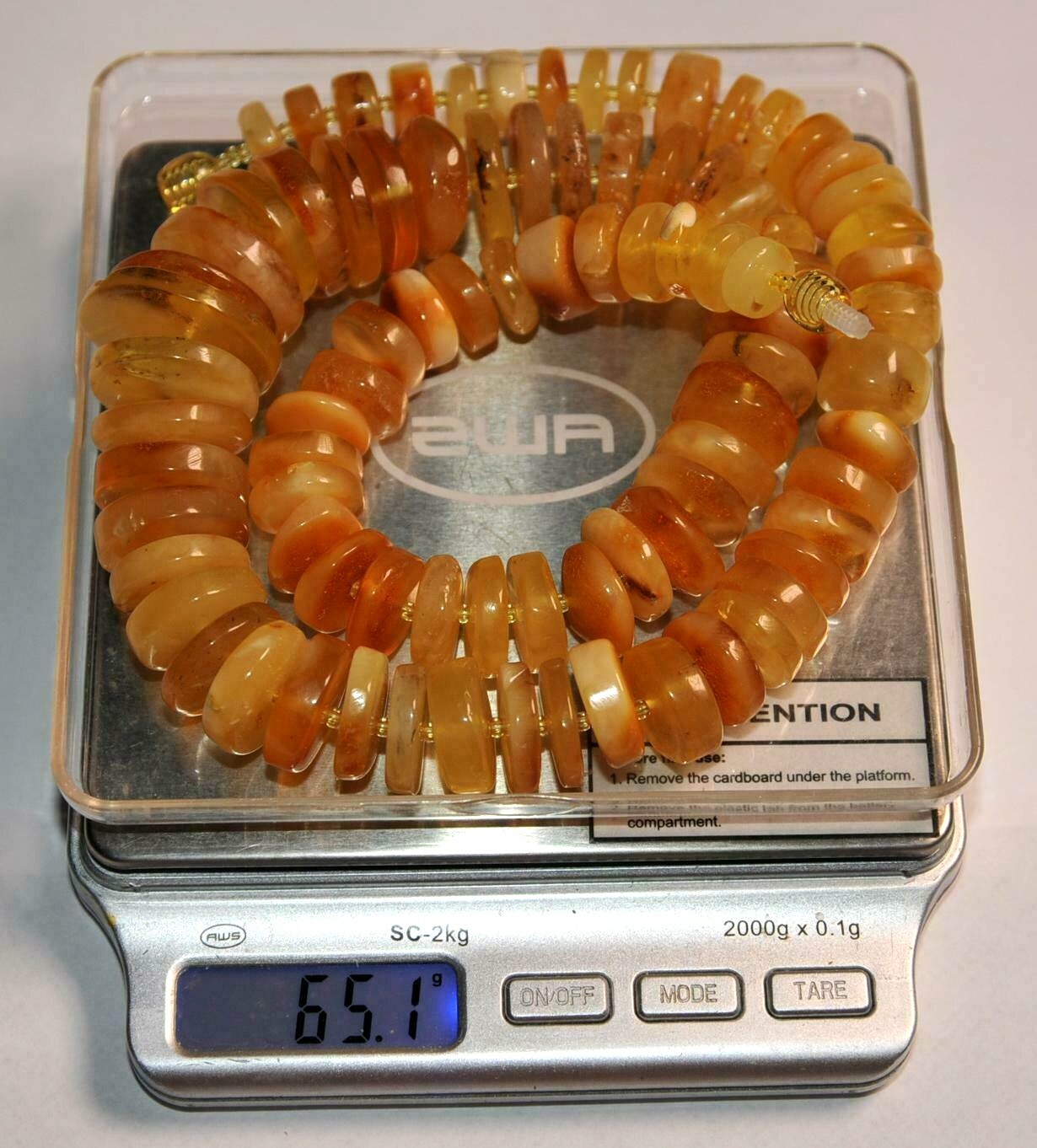 ✅51 cm =65gr RUSSIAN SOVIET BALTIC AMBER BEAD NECKLACE 琥珀 BRACELET STONE PENDANT