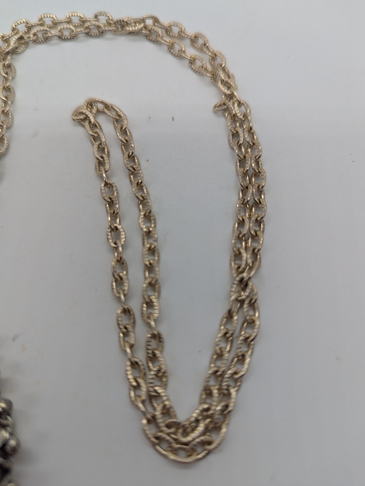 Silver Tone Teardrop Pendant Necklace Brown Stone, Bezel Set, Cable Chain
