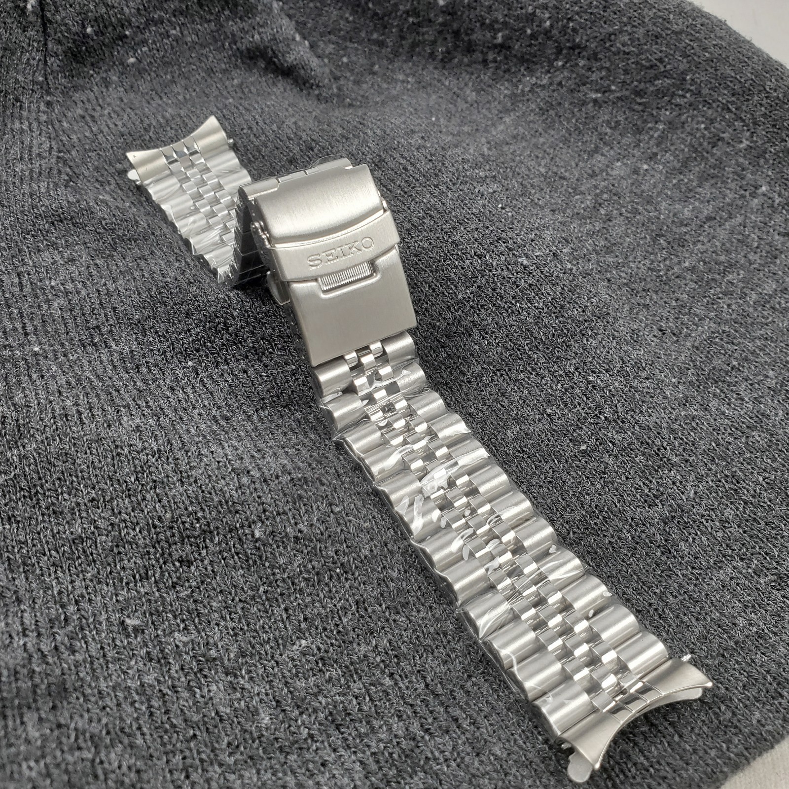 NEW SILVER FOR SEIKO 22mm JUBILEE STAINLESS STEEL WATCH BAND BRACELET WITH LOGO