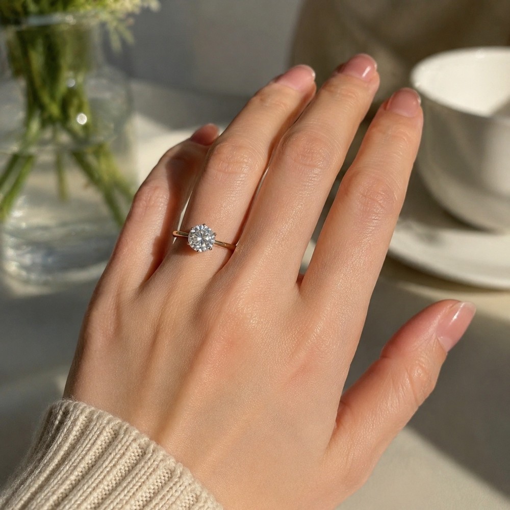 Wedding Ring IGI Certified 10K Solid Gold 1CT Lab Grown Diamond Engagement Ring