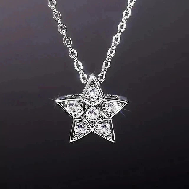 1.30Ct Round Cut Lab Created Diamond Star Women’s Pendant 14k White Gold Plated