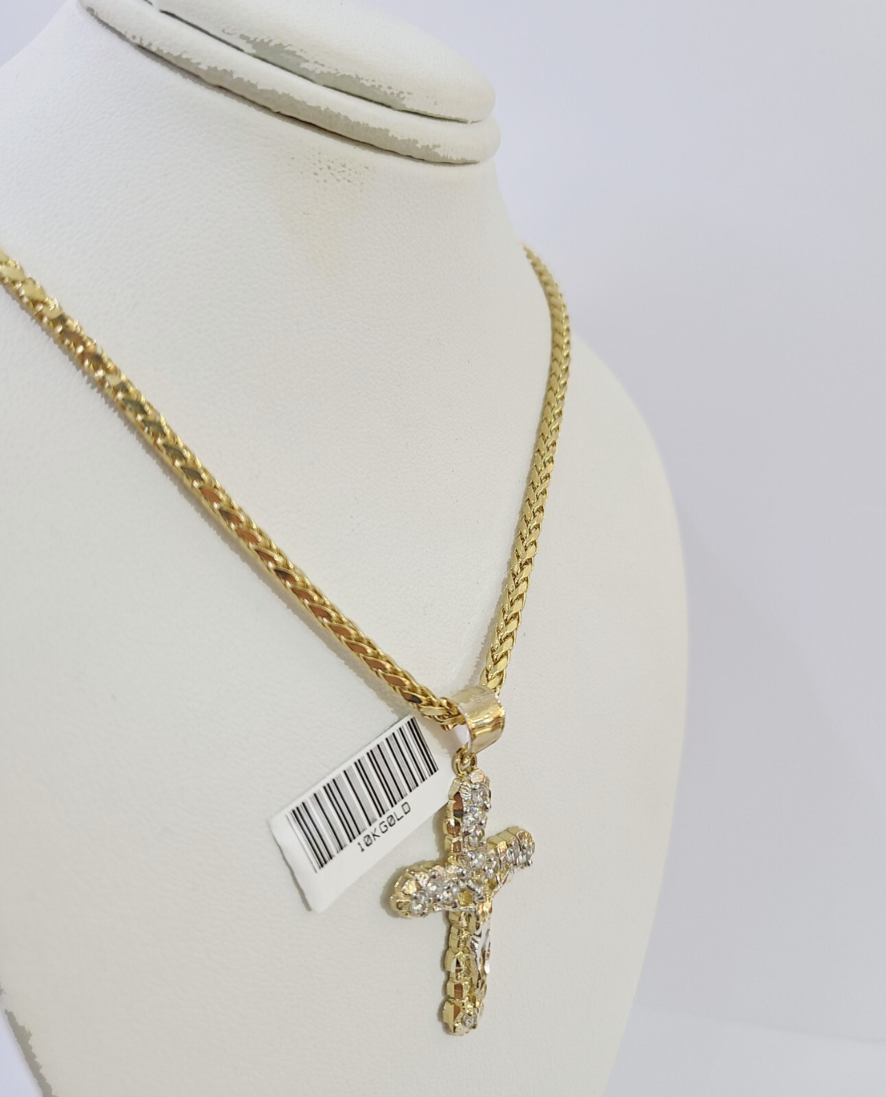 10K Gold Palm Chain 3mm Length 18″ 20″ 22″ 24″ 26″ 28″ 30″ & Cross Charm
