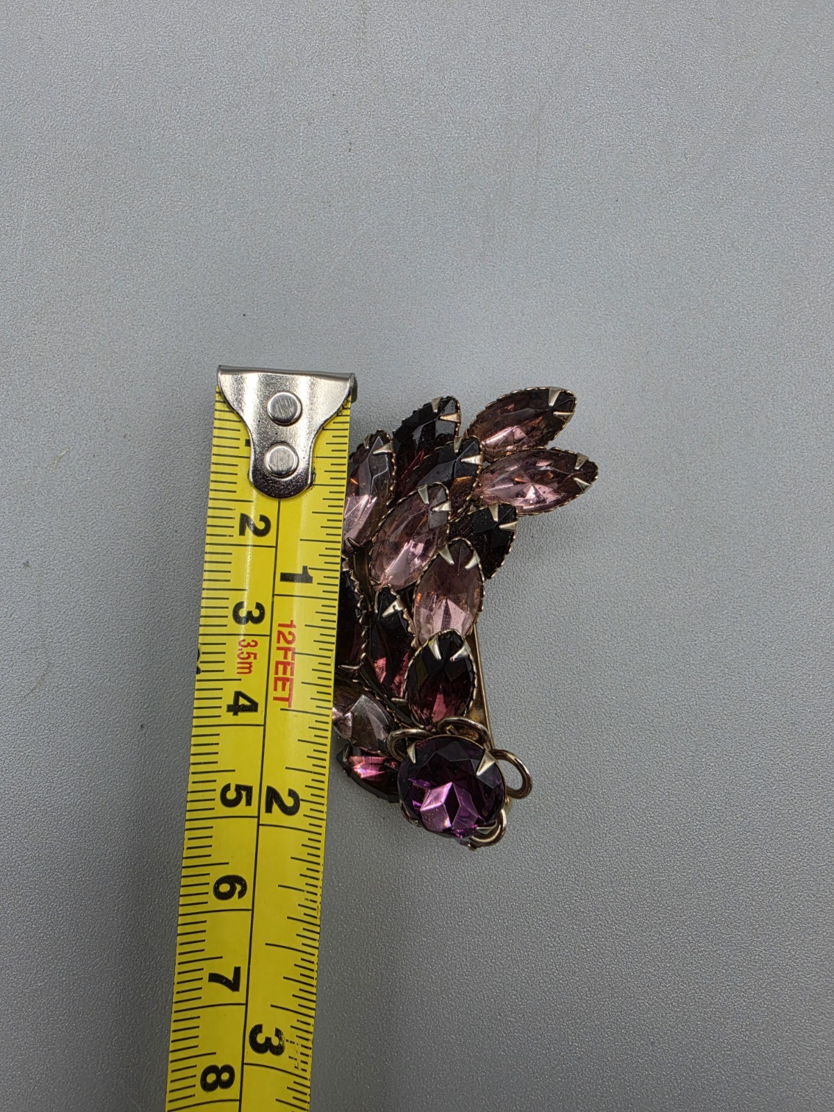 Vtg Stunning Shades Of Purple Amethyst AB Large Flower Brooch Prong Set