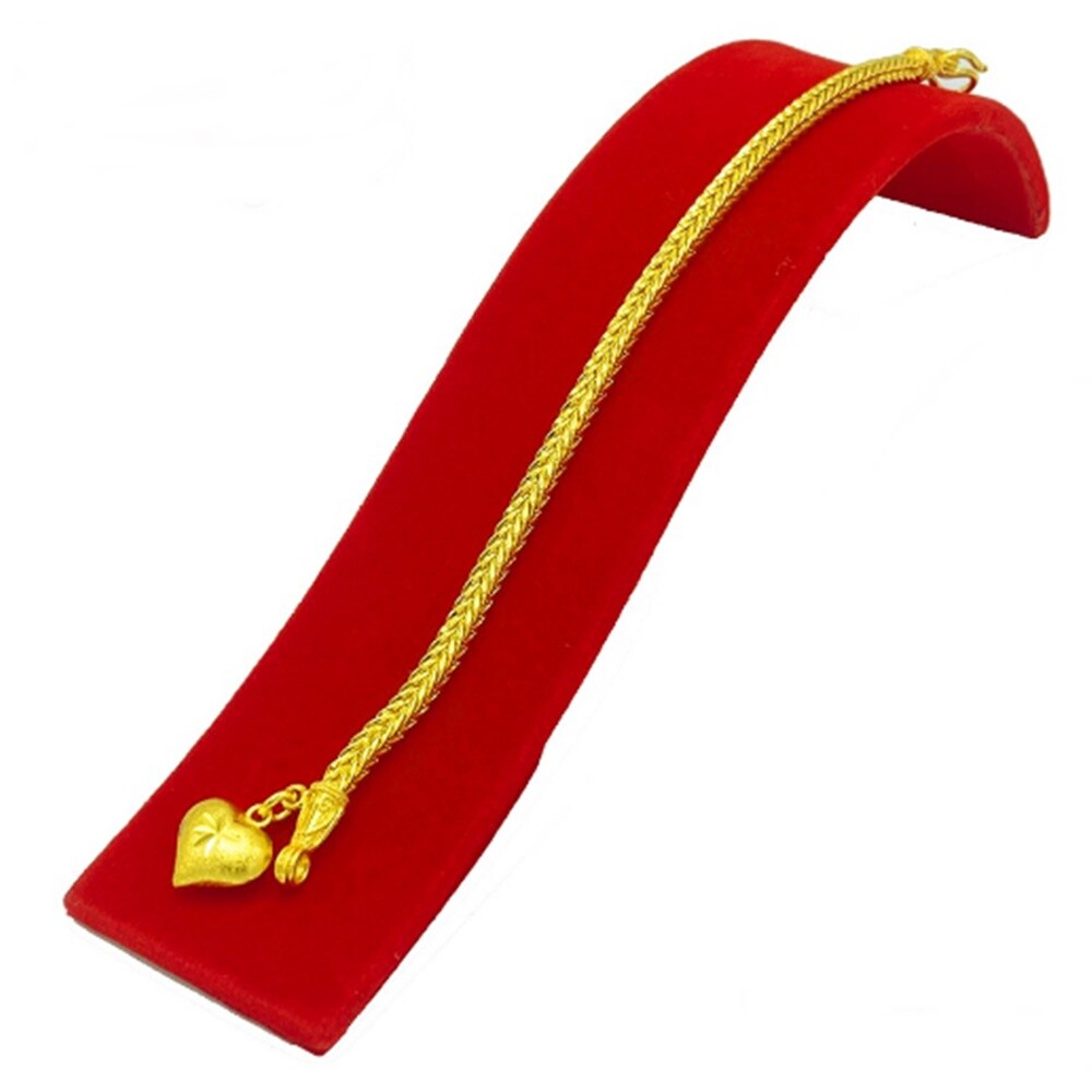 Thai Gold Plated 24k Solid Bracelet Yellow Chain Pendant 1 Baht Jewelry 6.5-7.5″