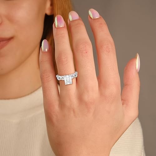 2.60 Ct Lab Grown Diamond Engagement Bridal Ring Set 14K Or 18K Gold Emerald Cut