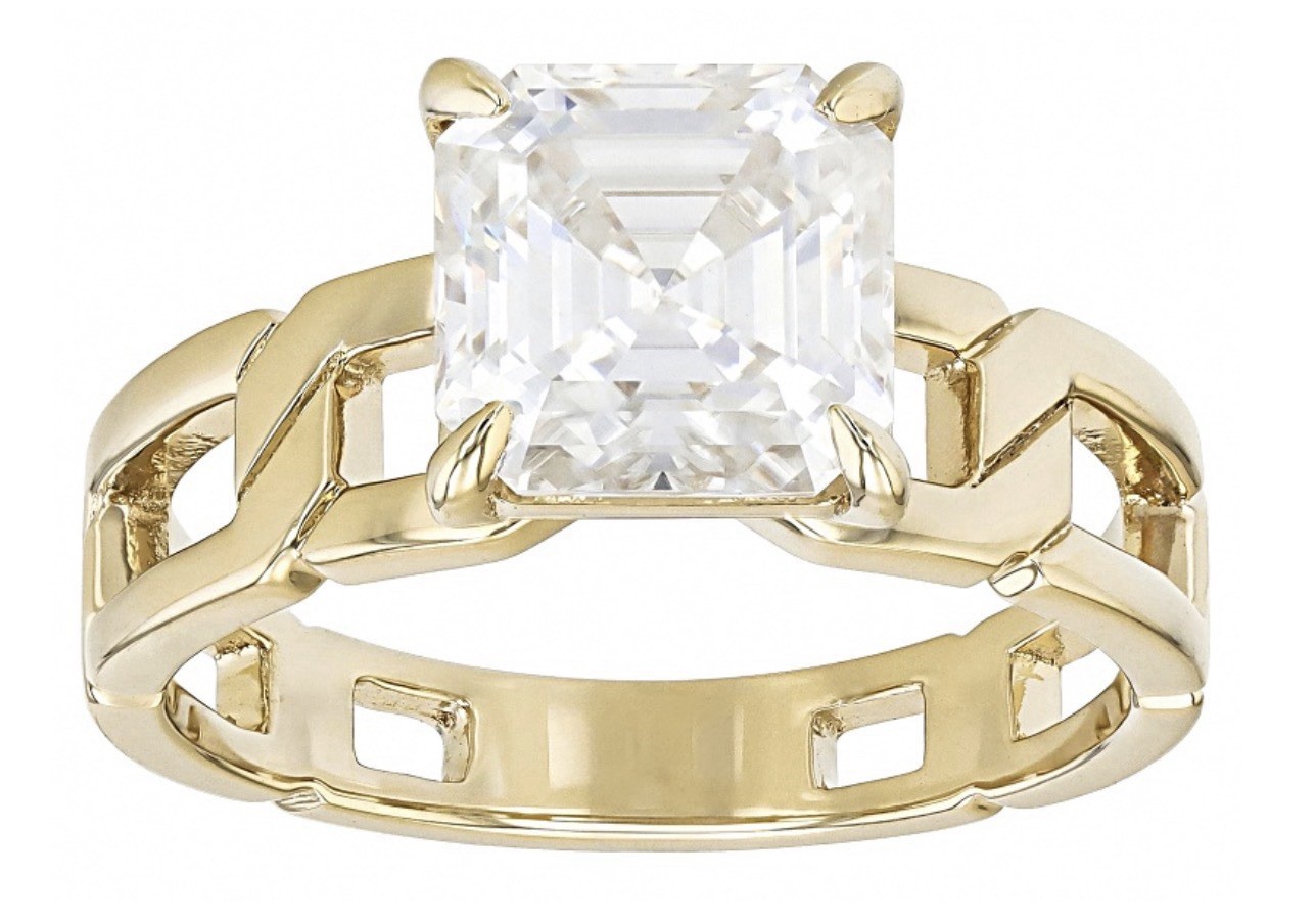 NEW Moissanite 14k Yellow Gold Over Silver Solitaire Ring 2.96ct Size 10 $678