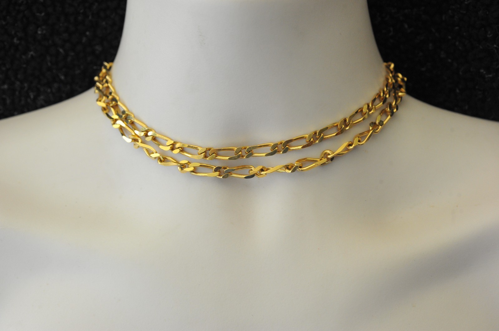 Vintage MONET Figaro Flat Link Gold Tone Chain 30” Long Necklace signed R25