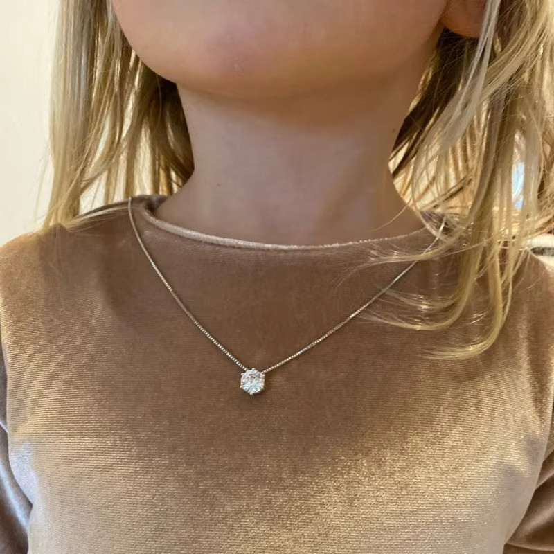 925 Sterling Silver Plated Necklace – Sparkling Zircon Clavicle Chain Jewelry