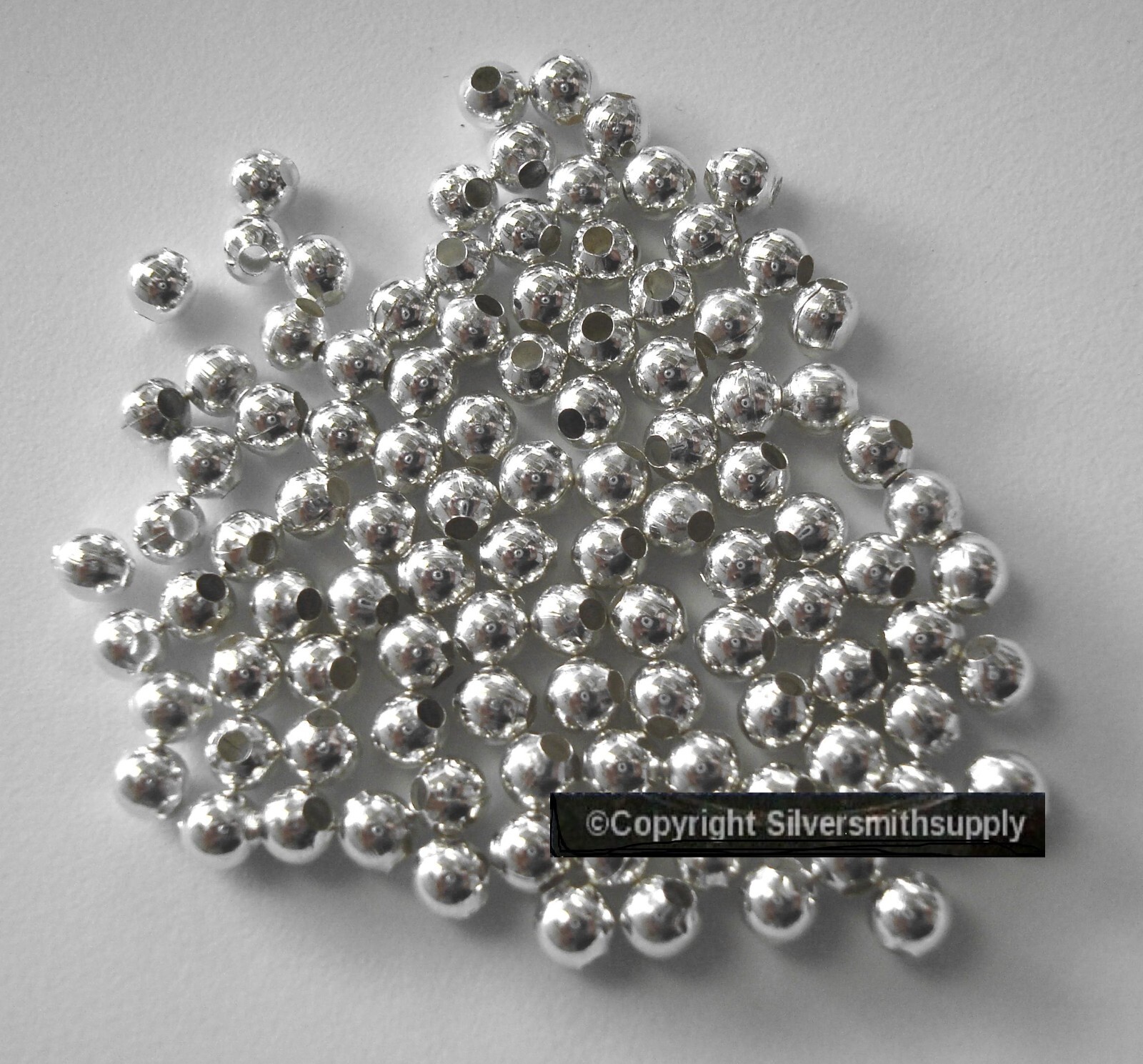 Spacer beads sterling silver plate spacers 4mm round filler beads 100 pcs FPB032