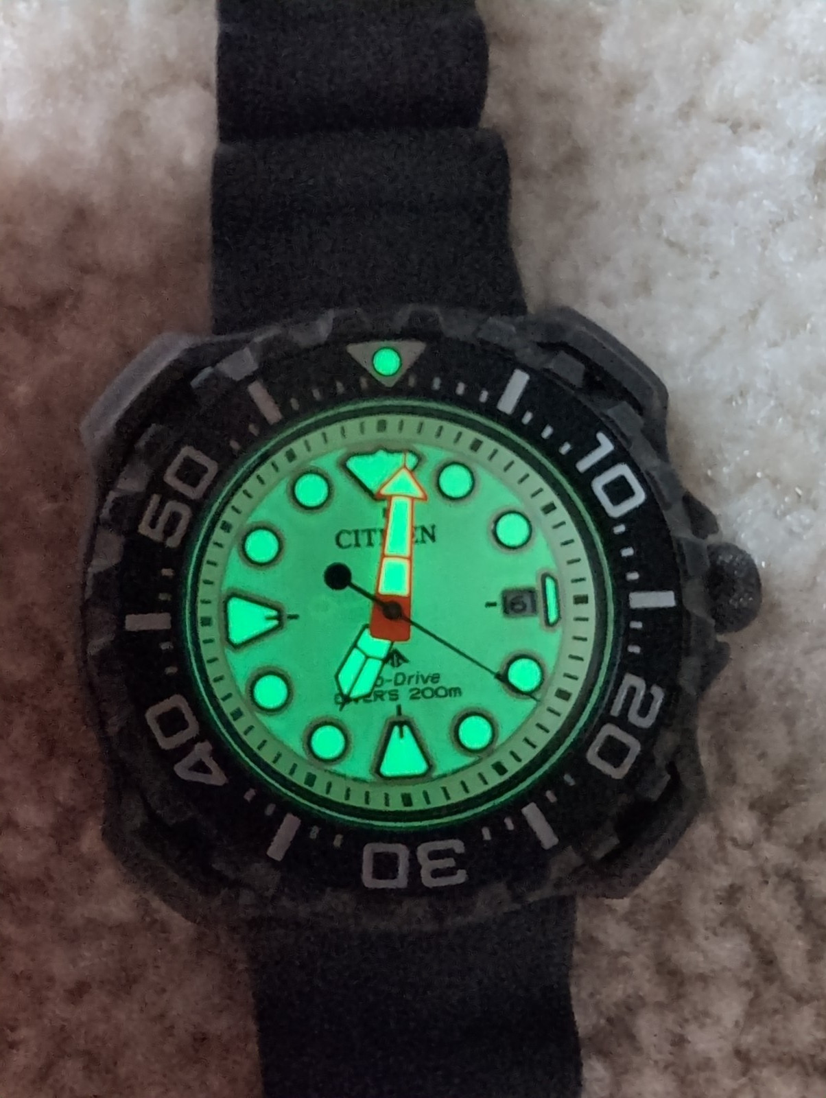 NEW CITIZEN ECO DRIVE PROMASTER DIVER SUPER TITANIUM GREEN DIAL WATCH BN0227-17X