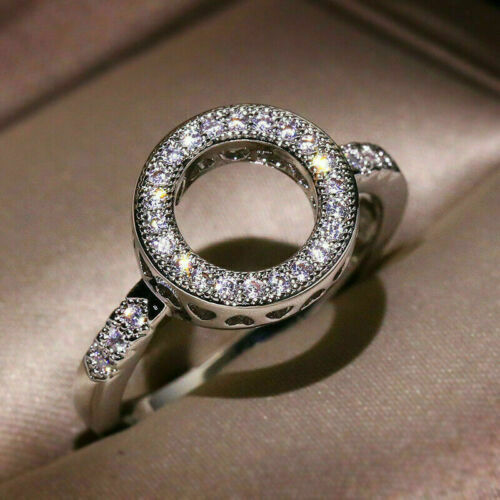 1.00 Ct Round Simulated Diamond Open Halo Engagement Ring 14K White Gold Finish