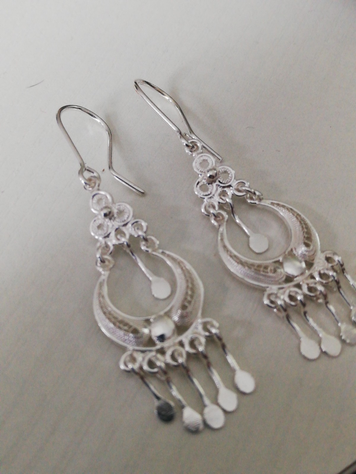 . 970 Solid Silver Women’s CANDONGA Filigree Drop Earings New.