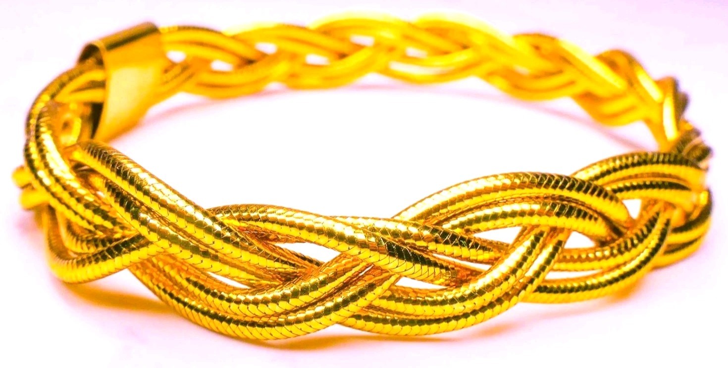 14K Italy Double Strand Braided Bracelet 8″ 6.75g Golden Clef International