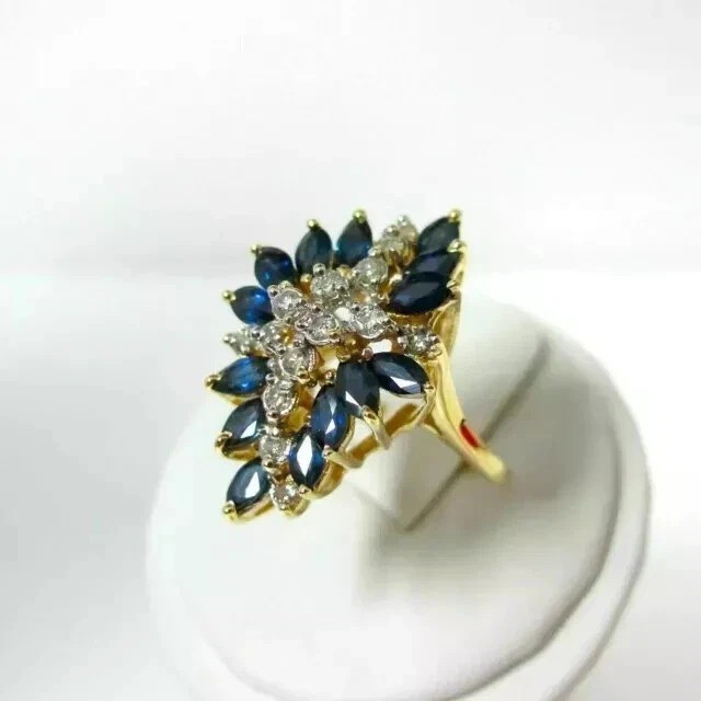 2Ct Marquise Lab-Created Sapphire Cluster Engagement Ring 14K Yellow Gold Plated