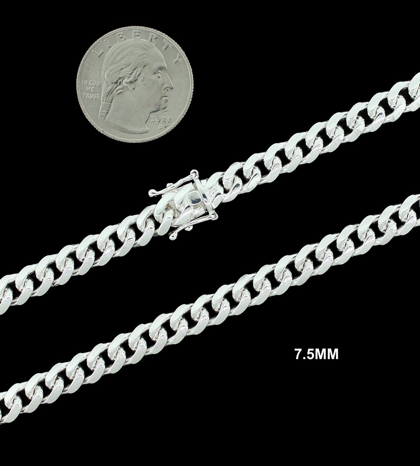 Real Miami Cuban Link Chain Or Bracelet Solid 925 Sterling Silver Box Lock ITALY