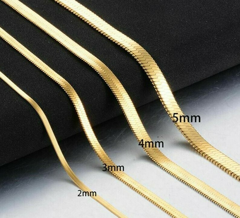 14k Yellow White Rose Gold Filled Flexible Herringbone Flat Snake Chain Necklace