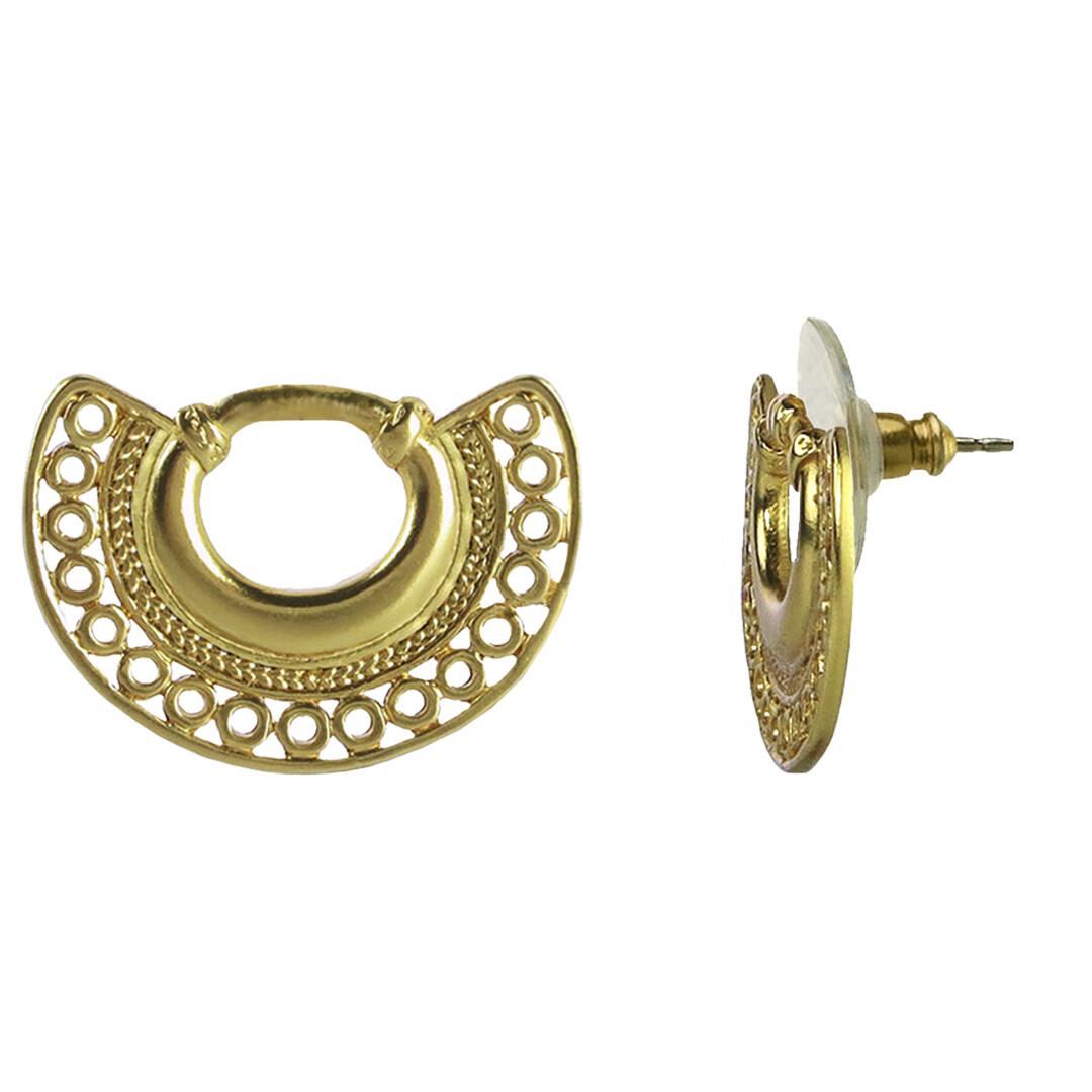 24k Gold Plated Pre-Columbian Nose Ring Drop Earrings| Across The Puddle