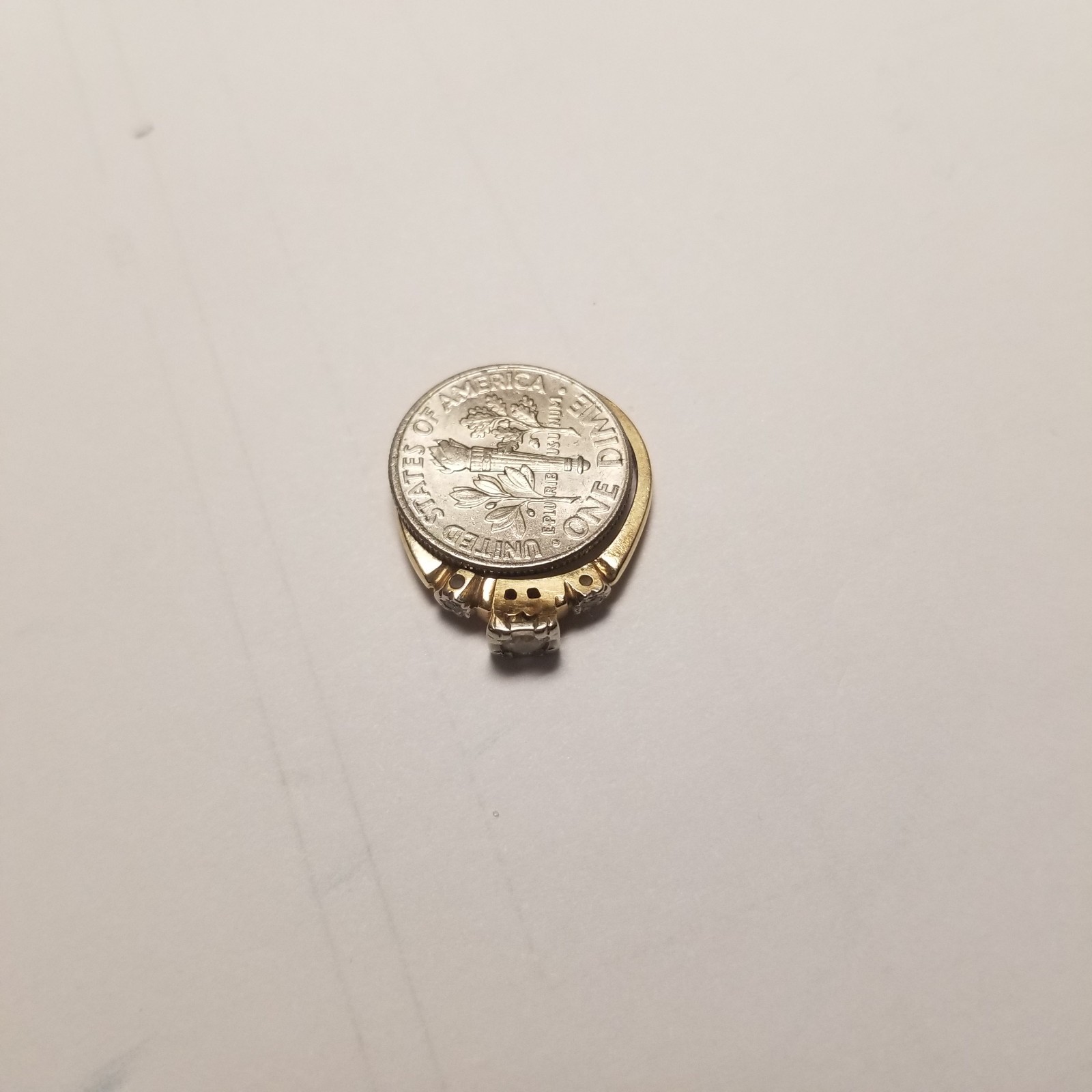 14K yellow gold 0.14ct G/SI round brilliant diamond sz 6.75