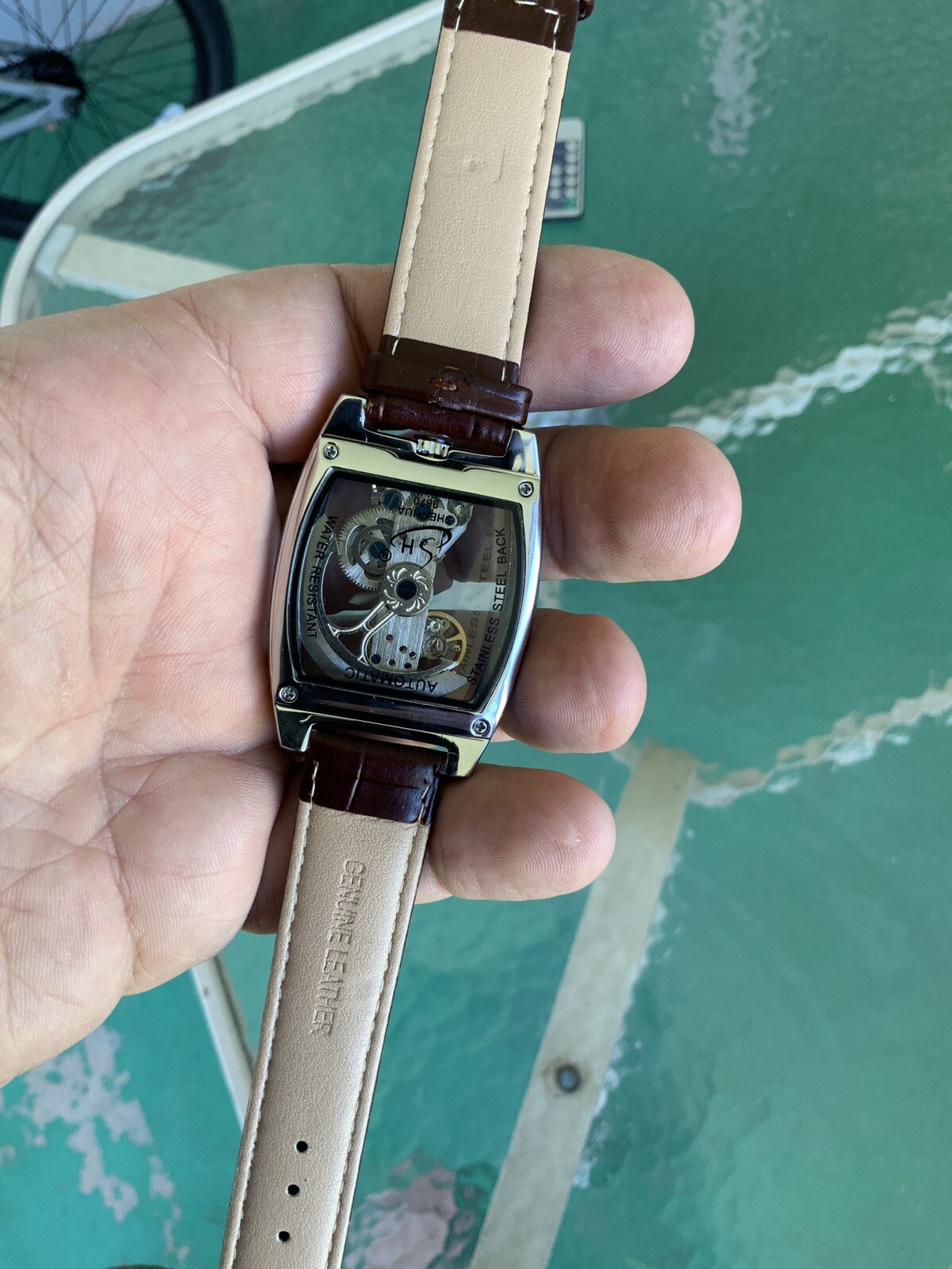 Mens Skeleton Mechanical Waterproof Luxury Watch Leather Hollow Great Gift Idea