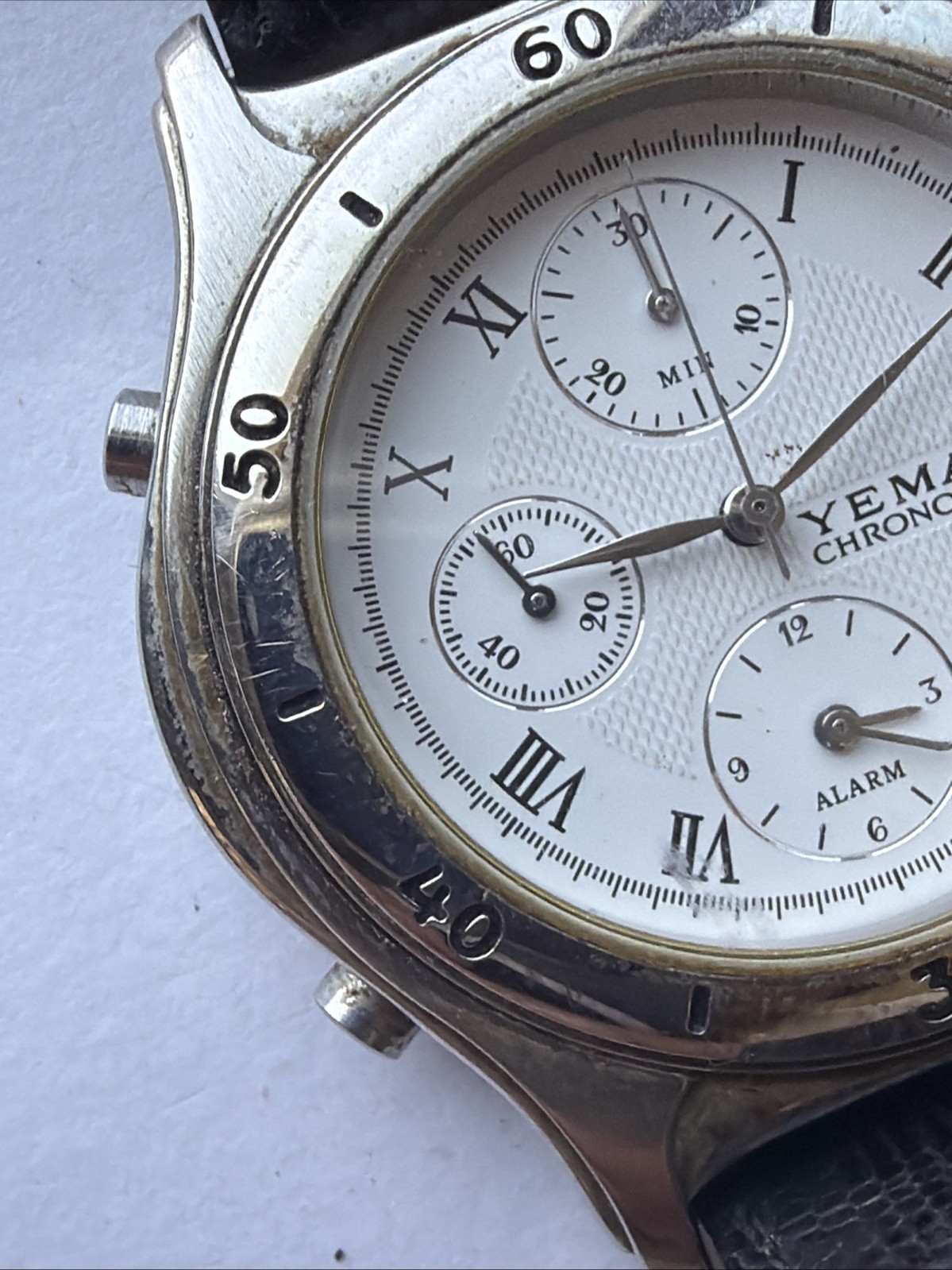 AX93 Yema Paris Chronograph Alarm 40mm Quartz Mens Watch Untested Sold As Is**
