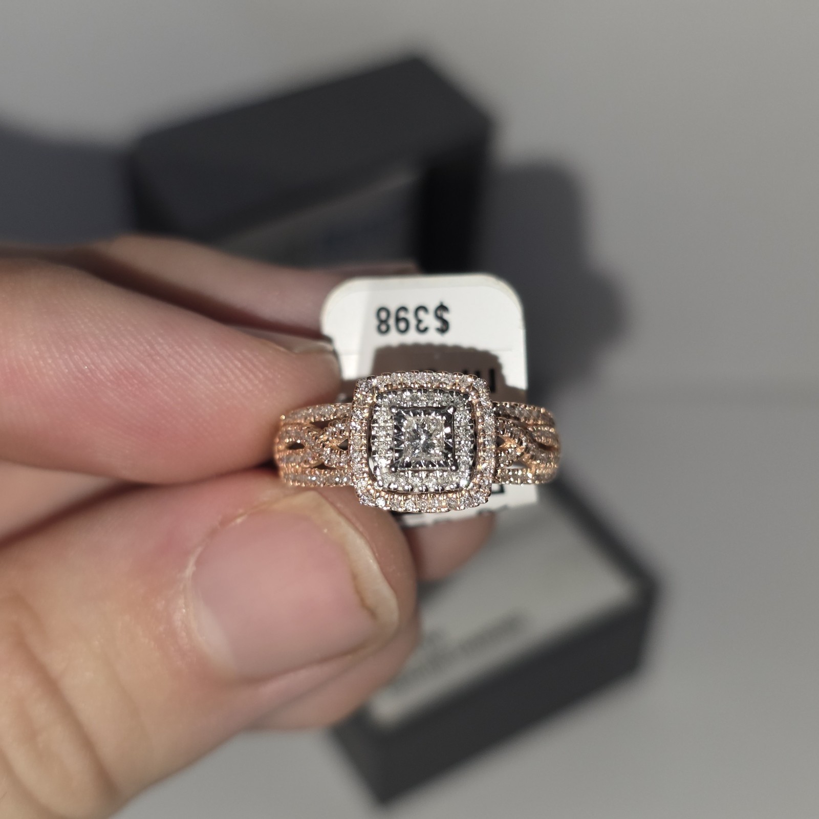 Forever Bride 10K Rose Gold 1/2 CTTW Diamond Cushion Bridal Ring, Women, Adults