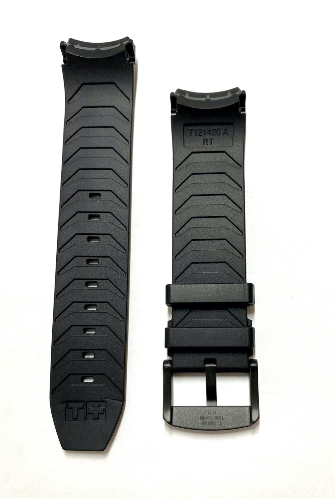 Original Tissot T-Touch CONNECT Solar T121420A Black Rubber Watch Band Strap