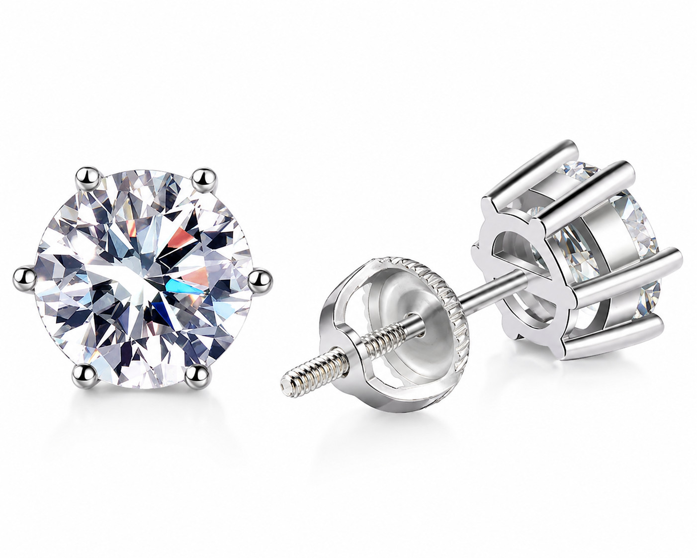 Moissanite Stud Earrings 18K Gold Plated VVS1 925 Sterling Silver Screw Back 5-8